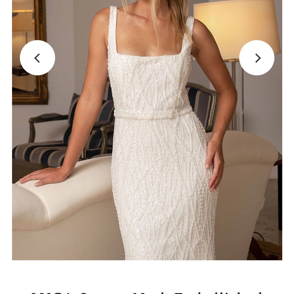 LUCA Square Neck Embellished Gown - Ivory